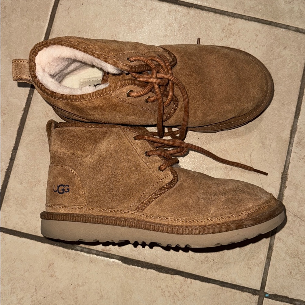 UGG Tan Suede Lace-Up Boots